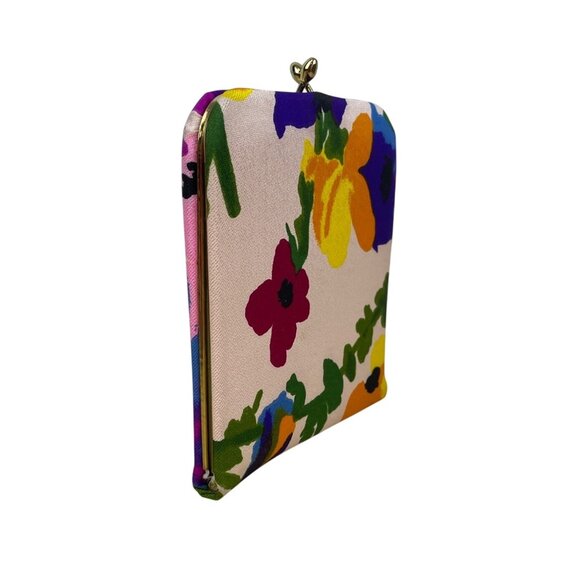 Unbranded White Floral Kiss Lock Closure & Magnification Double Mirror Case Sz S - Picture 4 of 8